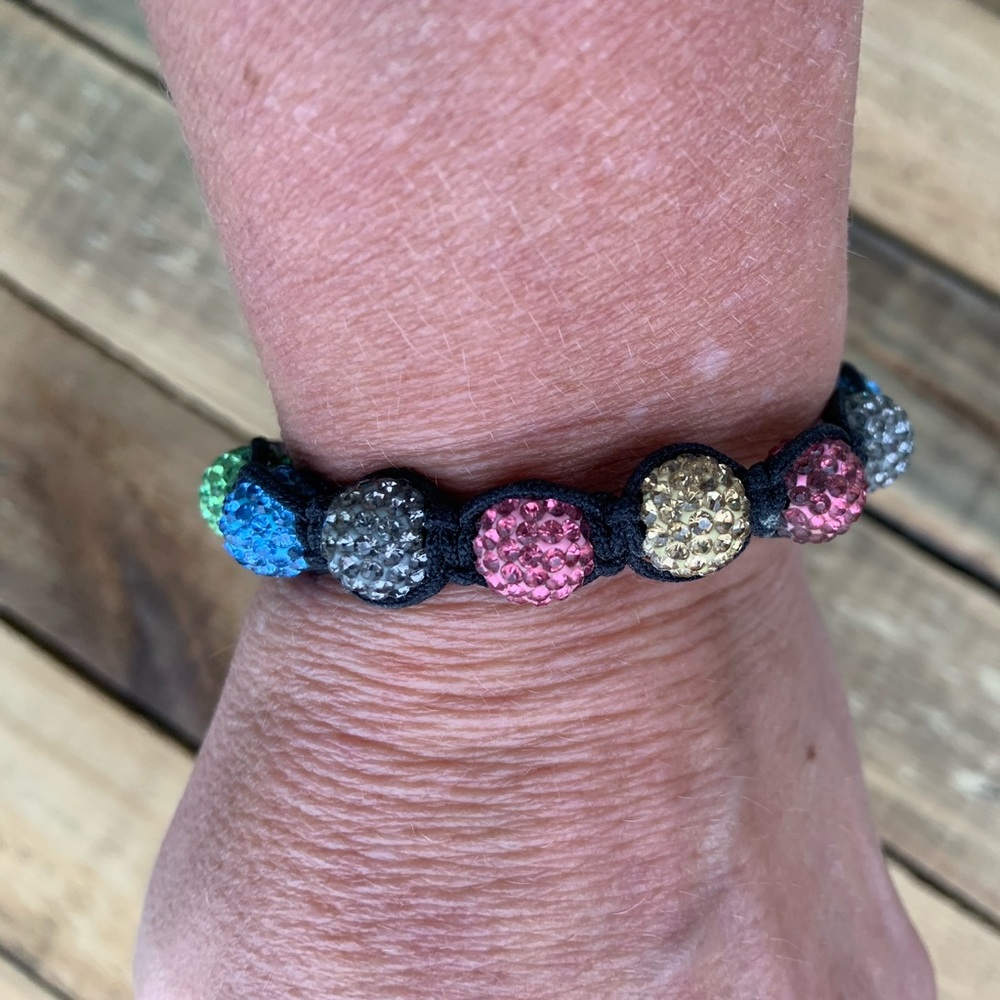 Shambala Bracelet Made with Real Swarovski Crystals Adjustable Length Multicolor